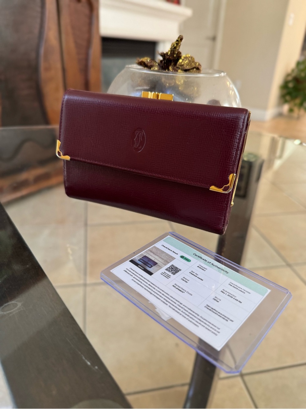 Cartier Kisslock Tri-fold Wallet